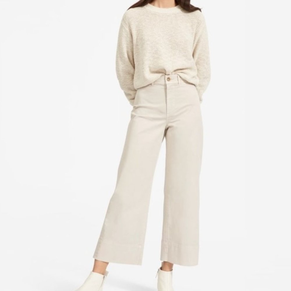 Everlane The Lightweight Wide Leg Crop Pants in Sand